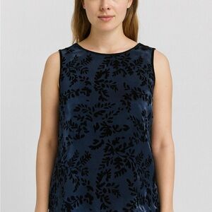 CDC Black and Blue Patterned Sleeveless Blouse